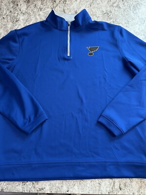 NWOT Men s Columbia St Louis Blues 1/4 Zip Performance Pullover XL Blue X-Large