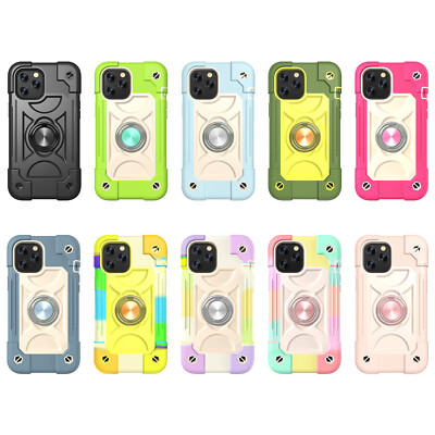 Shockproof Ring Case For iPhone 16 15 Pro 14 13 Pro Heavy Duty Screen Protector