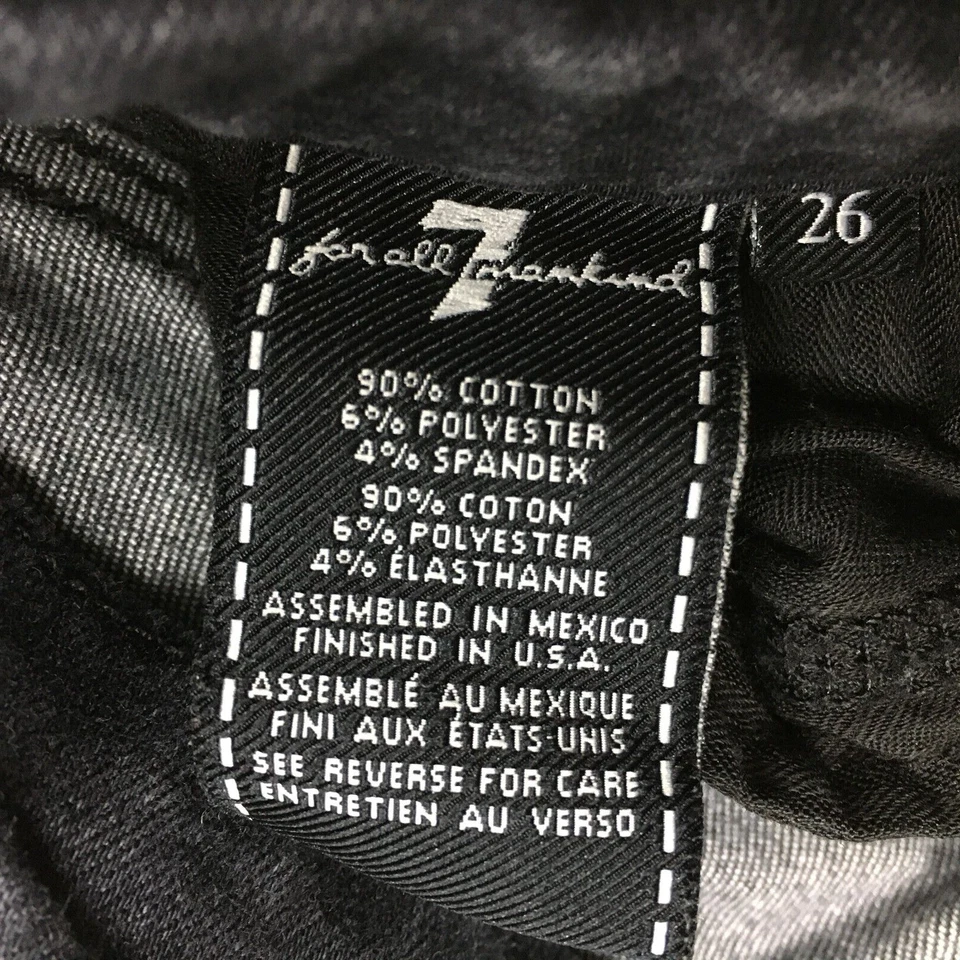 7 FOR ALL MANKIND Gray Distressed Patch Detail Slim Skinny Jeans Womens sz 26 - Image 3 of 4