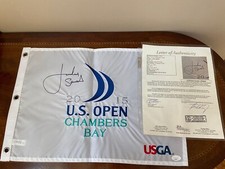 2015 U.S. Open Chambers Bay Signed Flag Jordan Spieth Champion- PGA JSA LOA