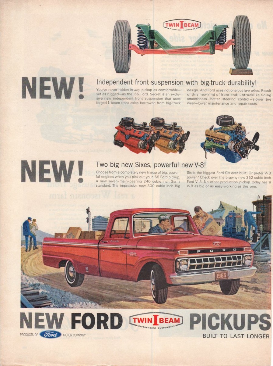 Vintage Print advertisement ad Car FORD 1965 Pickup Truck
