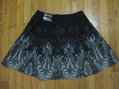 Low Priced Womens BANANA REPUBLIC FLARED SKIRT Black Paisley Pattern Size 6 Petite NEW NWT