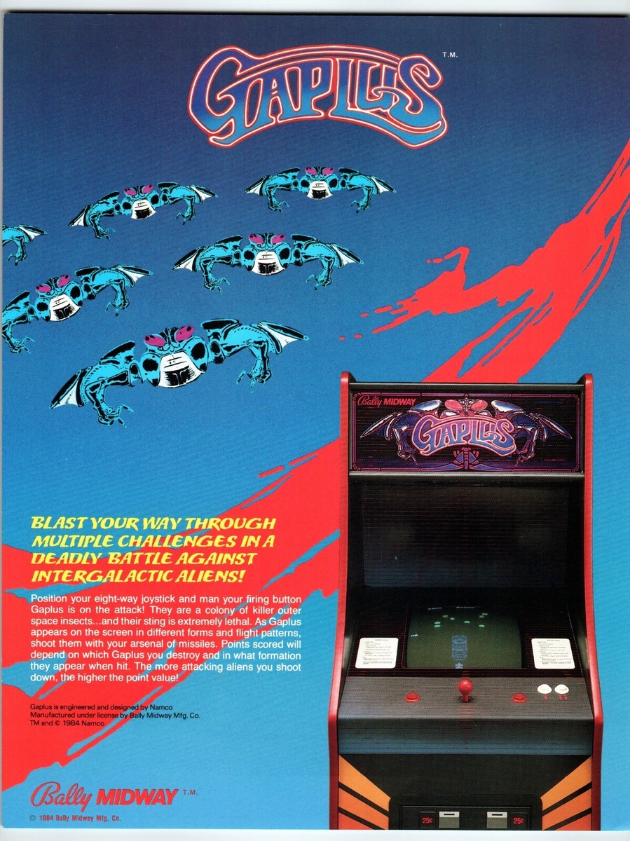 Gaplus Arcade Flyer 1984 Original Video Game Retro Artwork Promo
