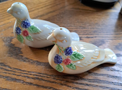Dove S & P Shakers With Flowers Royal Worcester Porcelain