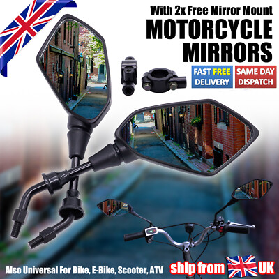 Motorcycle Side Mirror & Handlebar Mount For Bike ATV Scooter E-Bike Rear View - Foto 5