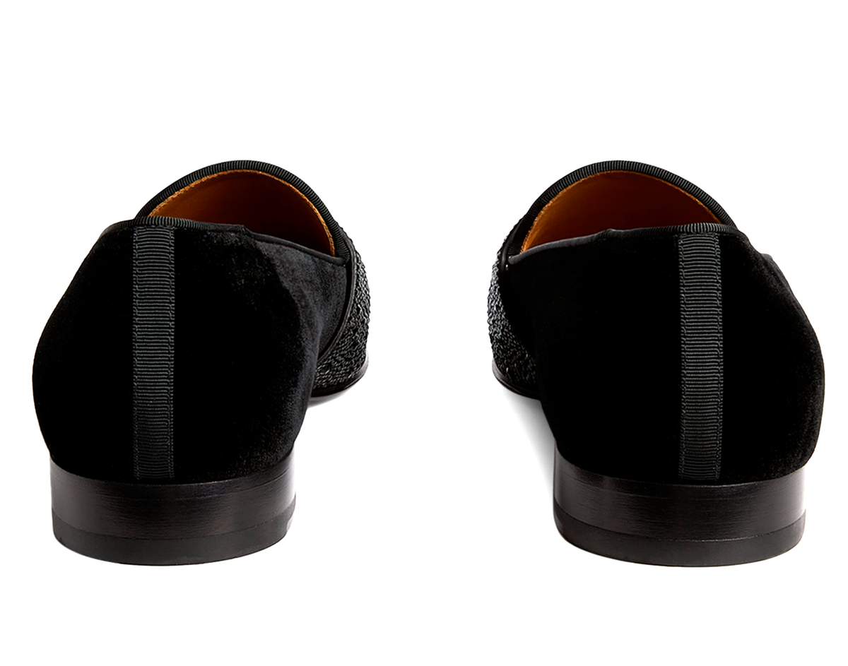 Christian Louboutin Nit Night Flat Christian Louboutin Mens Black/silver Nit Night Flat Velvet  main image 2