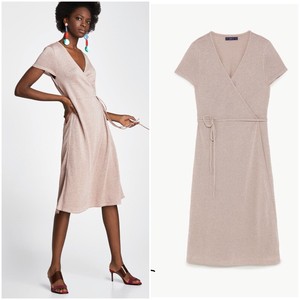 zara gold wrap dress