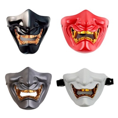 Half Face Mask Evil Samurai Face Covering Masquerade Ball Party