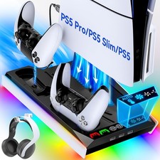 Cooling Station for PS5/Slim/Pro - Auto Turbofan, 3-Speed Fan, Controller Charge