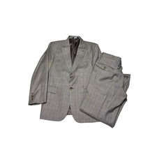 Jos A Bank Signature Collection Mens 40R W34 L30 Grey Plaid 100 Wool 2Pc Suit