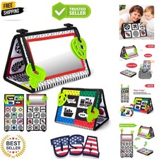Tummy Time Baby Mirror Toys with Teethers, Double Black and White High Contra...
