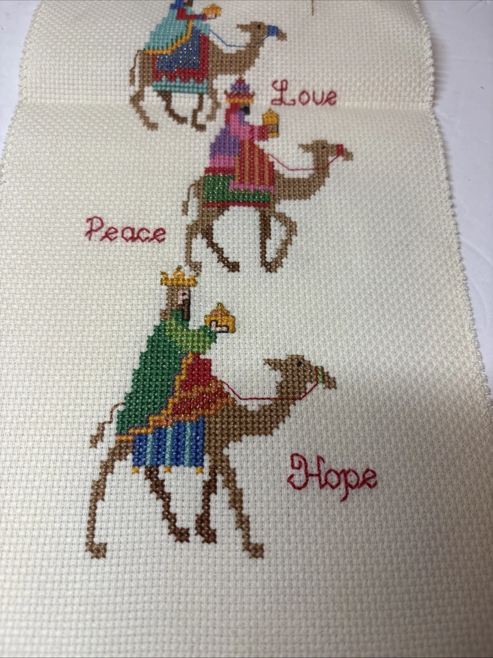 Vtg Needlepoint The Gift Of Christmas #2169 Three Wisemen Bellpull 4.5x13” - Image 3 of 4