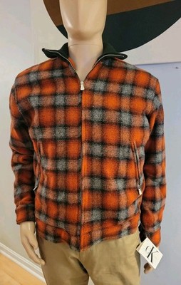 NWT Vtg CK Jeans 90s Y2K Calvin Klein Wool Radiator Plaid Mens Sz M Jacket Coat