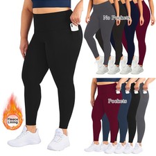 Plus Size Womens Fleece Lined Leggings Winter Thermal Warm High Waist Slim Pants