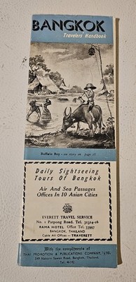 Bangkok Travelers Map Guide 1960's Vintage Thailand Travel Tourist