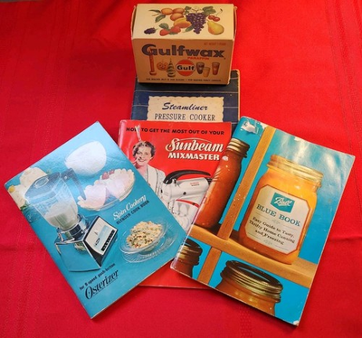 #ad #ad Five Items 1966 Ball Blue Book #28 1946 Steamliner Pressure Cooker Gulfwax $18.00