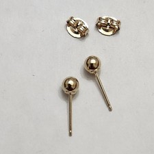 Paar Vintage, 14 Karat Gold, 3 mm, Hohlkugel, Ohrstecker, sehr guter Zustand!