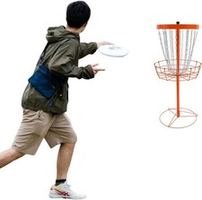 24-Chain Disc Golf Basket, Portable Practice Target, Freestanding Training Goal,