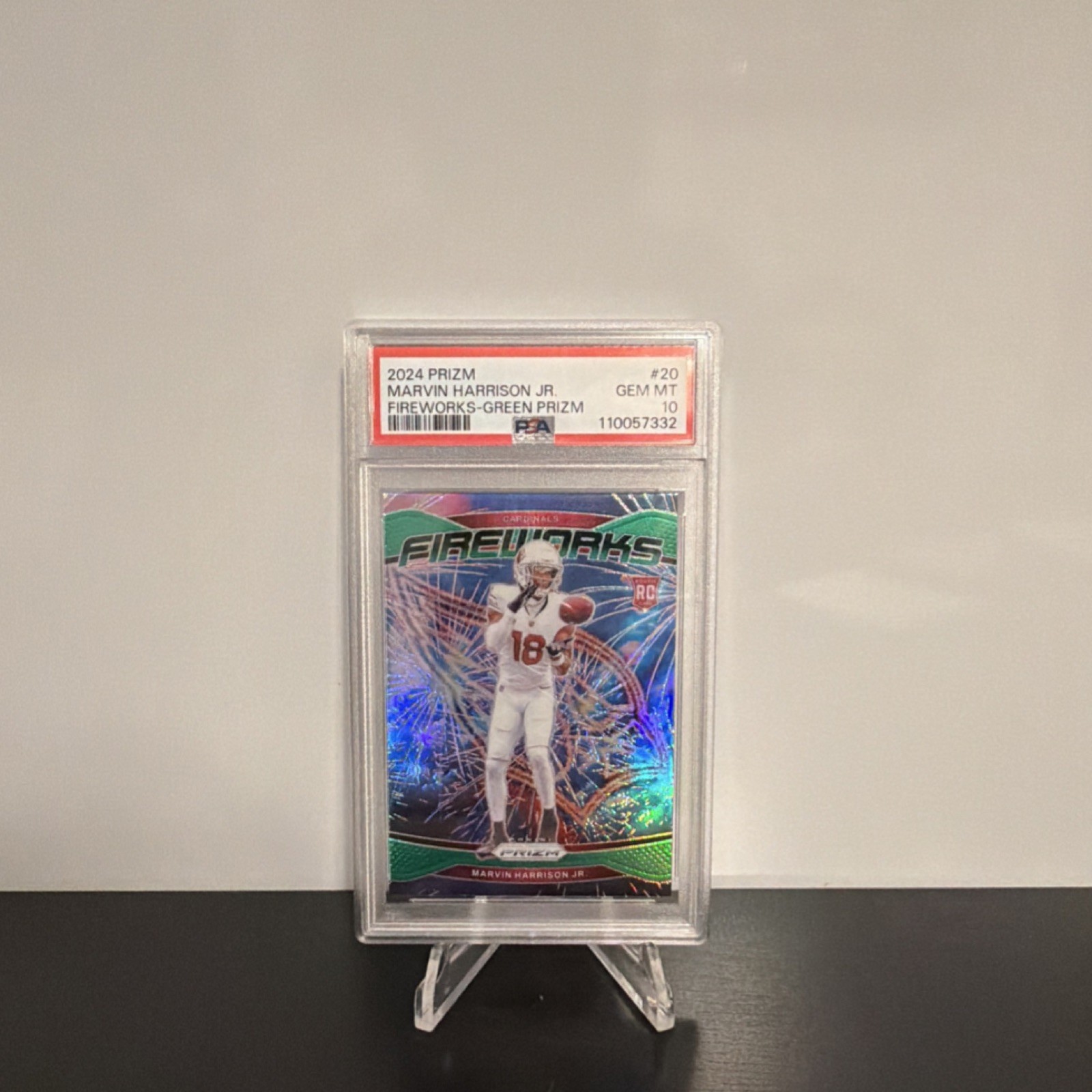 Panini Prizm 2024 Marvin Harrison Jr. #20 Cardinals Fireworks Green Prizm Rookie