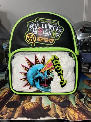 Universal Studios Halloween Horror Nights 2024 Green Punk Skull Mini Backpack