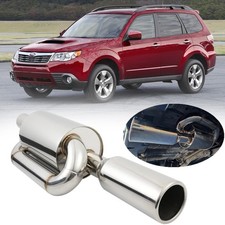 Double wall Twin Loop Exhaust Muffler 2.5"to 4" Polished For Subaru Forester