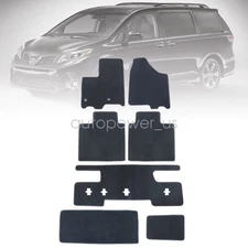Fits 2013 2014 2015 2016 2017 2018 Toyota Sienna Floor Mats Carpet Velour Black