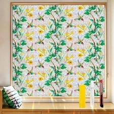 Countewol Colorful Bird and Floral Window 35.4 x 157.4 in