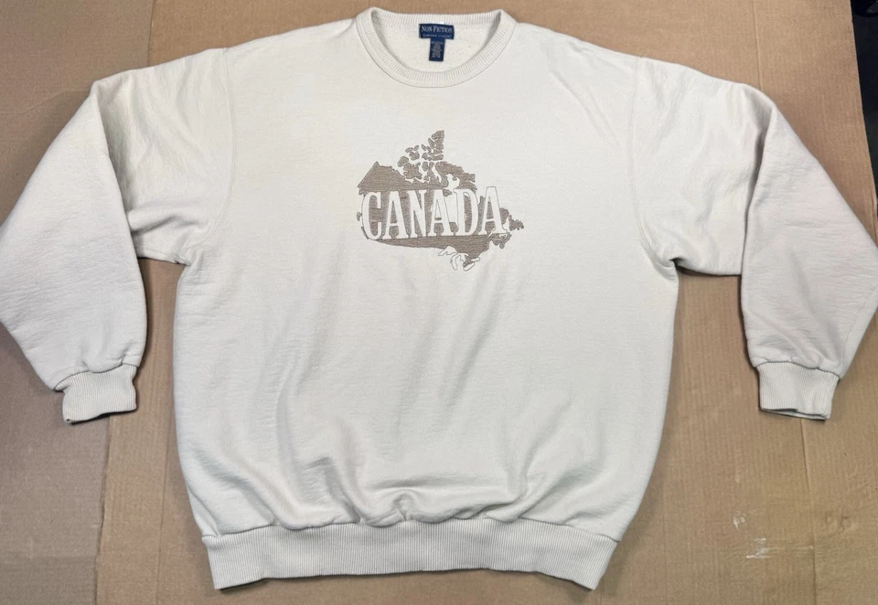 Vtg Non-Fiction - Canada Map - Sweatshirt 100% Cotton Made in Canada XL 90s - Image 2 of 4