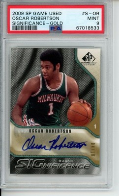 2009-10 SP Game Used Oscar Robertson Significance Gold Auto 01/10 PSA 9 Bucks