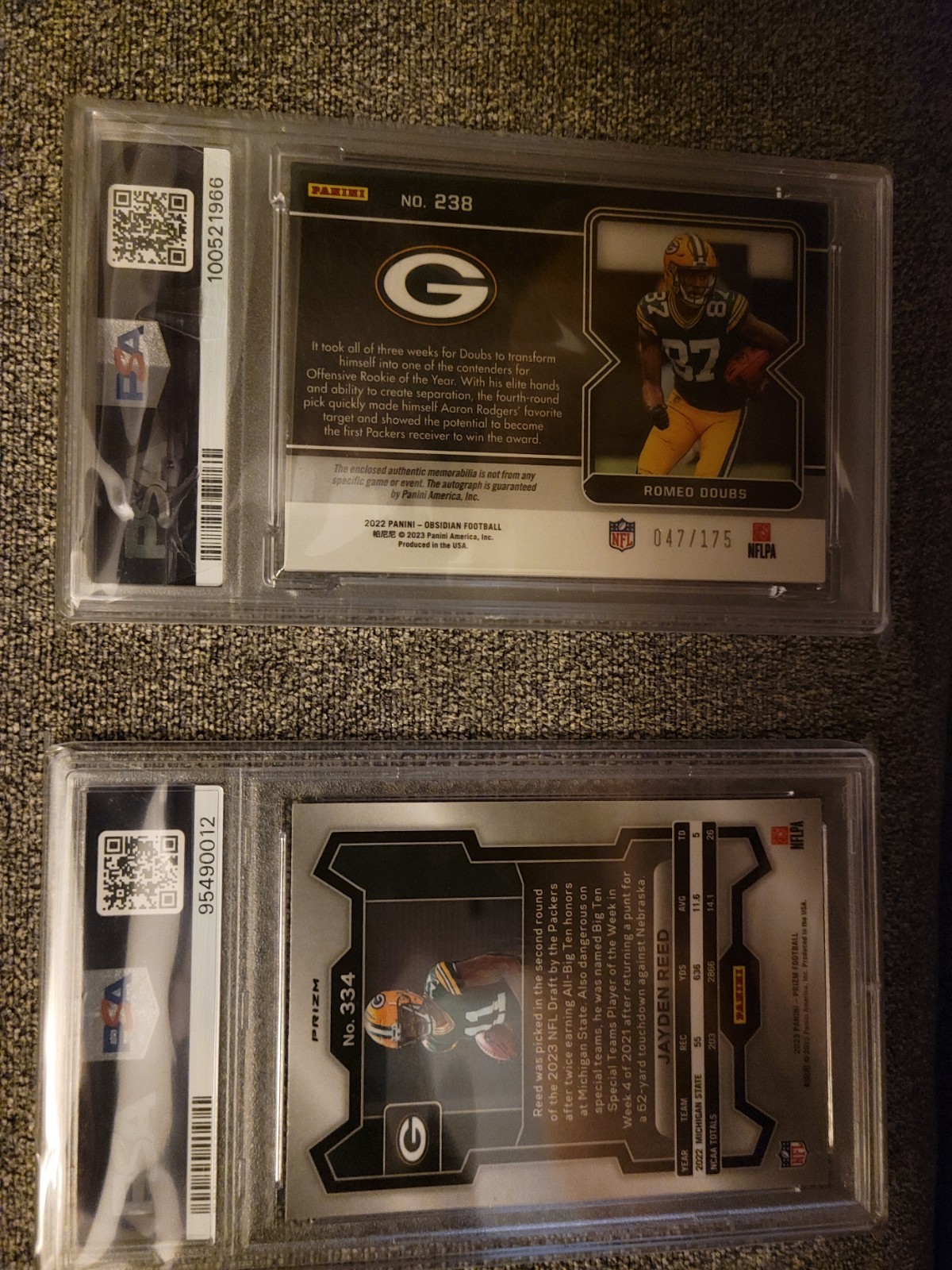 Romeo Doubs Auto Patch /99, Jayden Reed Prizm /175 Doubs Psa8 Reed Psa9 view 2