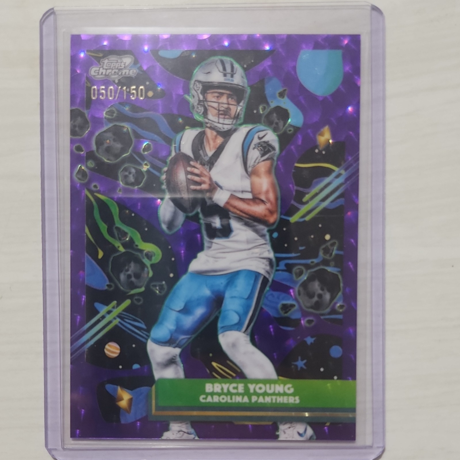 Topps Chrome Cosmic 2025 Purple Bryce Young 050/150 #13 Carolina Panthers