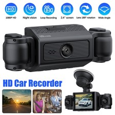 New 3 Channel Car Dash Cam Front Left Right 1080P 2.4 In Screen Motion Detection