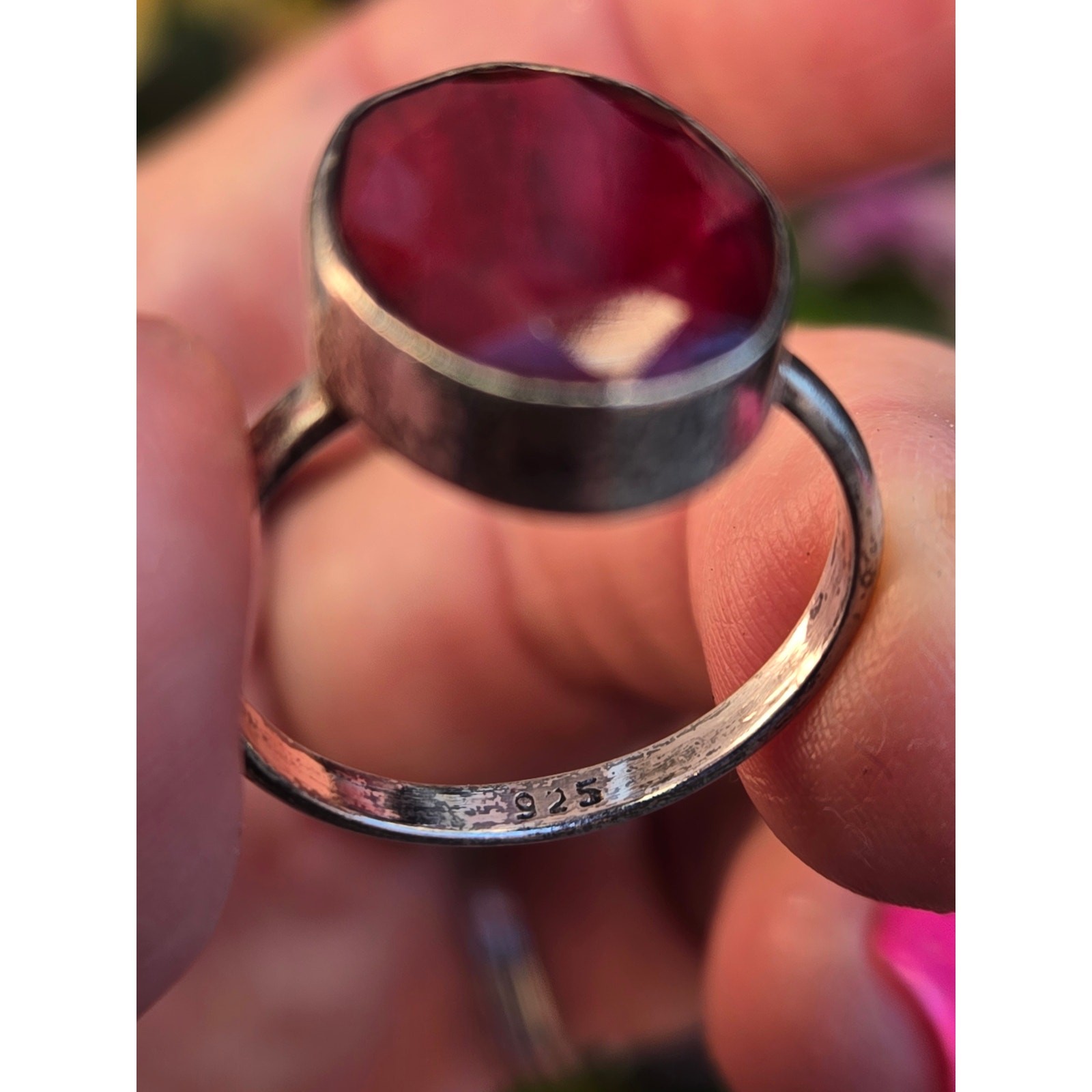 Modernist Natural Red Ruby Gemstone Ring 925 Ster… - image 7