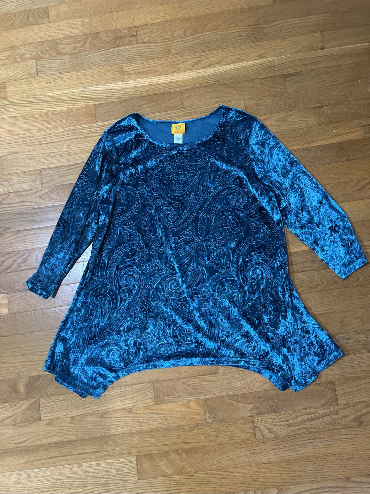 Ruby Rd Jacket Womans Large Turquoise Velvet Velo… - image 1