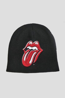 The Rolling Stones Mütze Beanie Cap Classic Tongue Logo offiziell Nue Schwarz