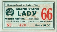 1929 30 Havana Cuba Oriental Park Jockey Club Grand Stand Admission Ticket