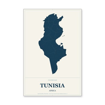 Tunisia Country Map Wall Art Weatherproof Aluminum Sign