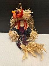 Vintage Halloween Thanksgiving Fall Straw Scarecrow Wreath