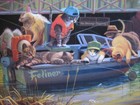 Unsigned 1999 vintage greeting card By Bryan Moon PLEASE WRITE Fishing Cats — photo 7