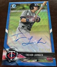 2018 Bowman Chrome Trevor Larnach Twins Blue Wave Refractor Auto #/150