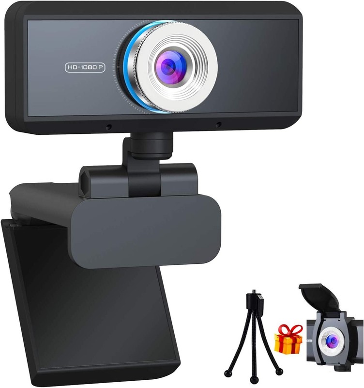 USB Webcam with Microphone for Desktop, Turimon HD 1080p Streaming Tripod /Cover