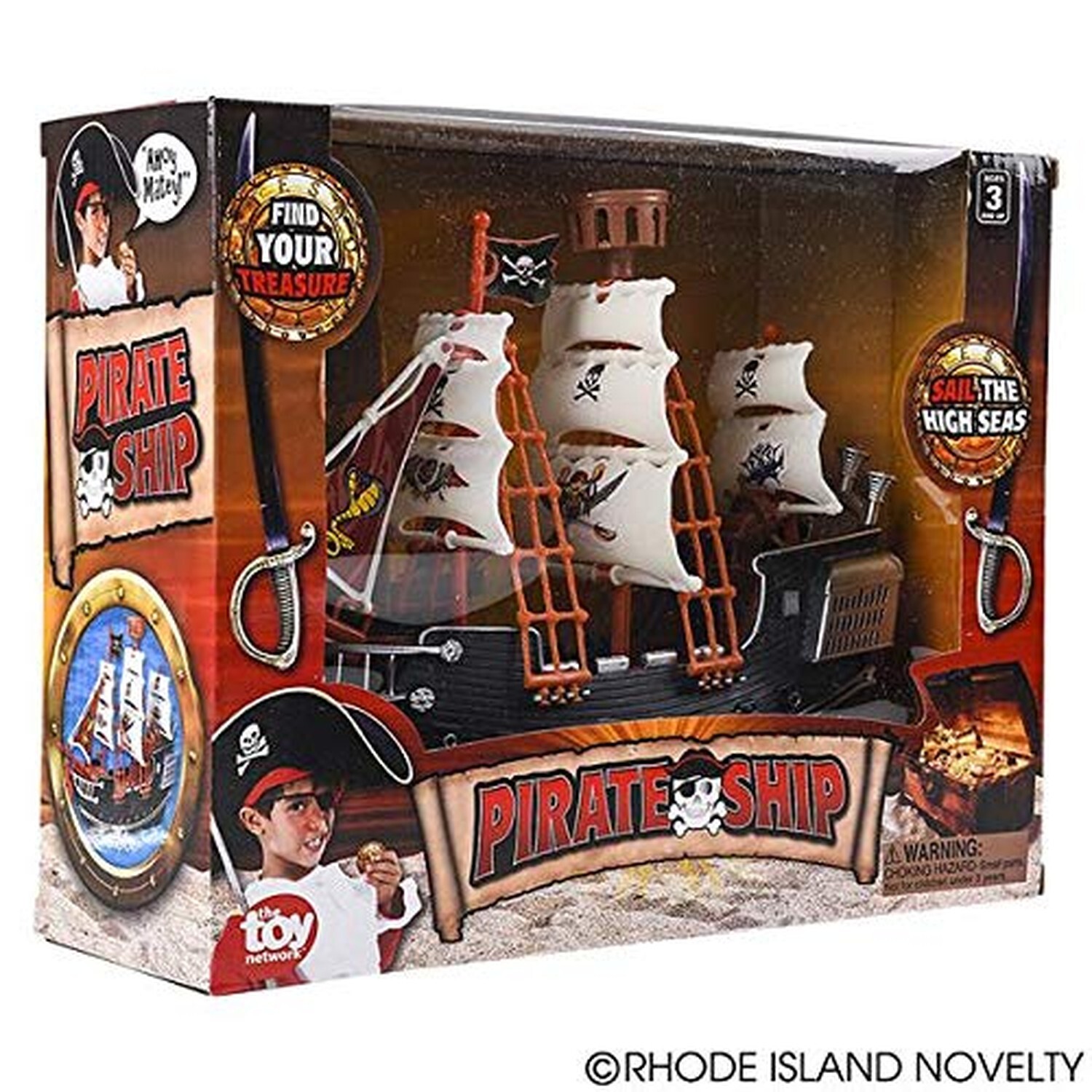 Rhode Island Novelty 10 Inch Pirate Boat, One Per Order