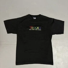 Vintage Texas T Shirt The Lone Star State Shirt Art Needle Embroidered Men Large