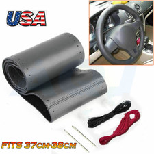 Microfiber/Genuine Leather DIY Car Steering Wheel Cover Universal For 15"in Car