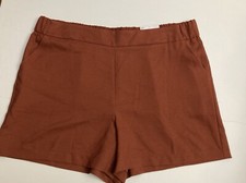 Nine West Size XL Nwt Women Mid Rise Elastic Waist Brown Cinnamon Dress Shorts