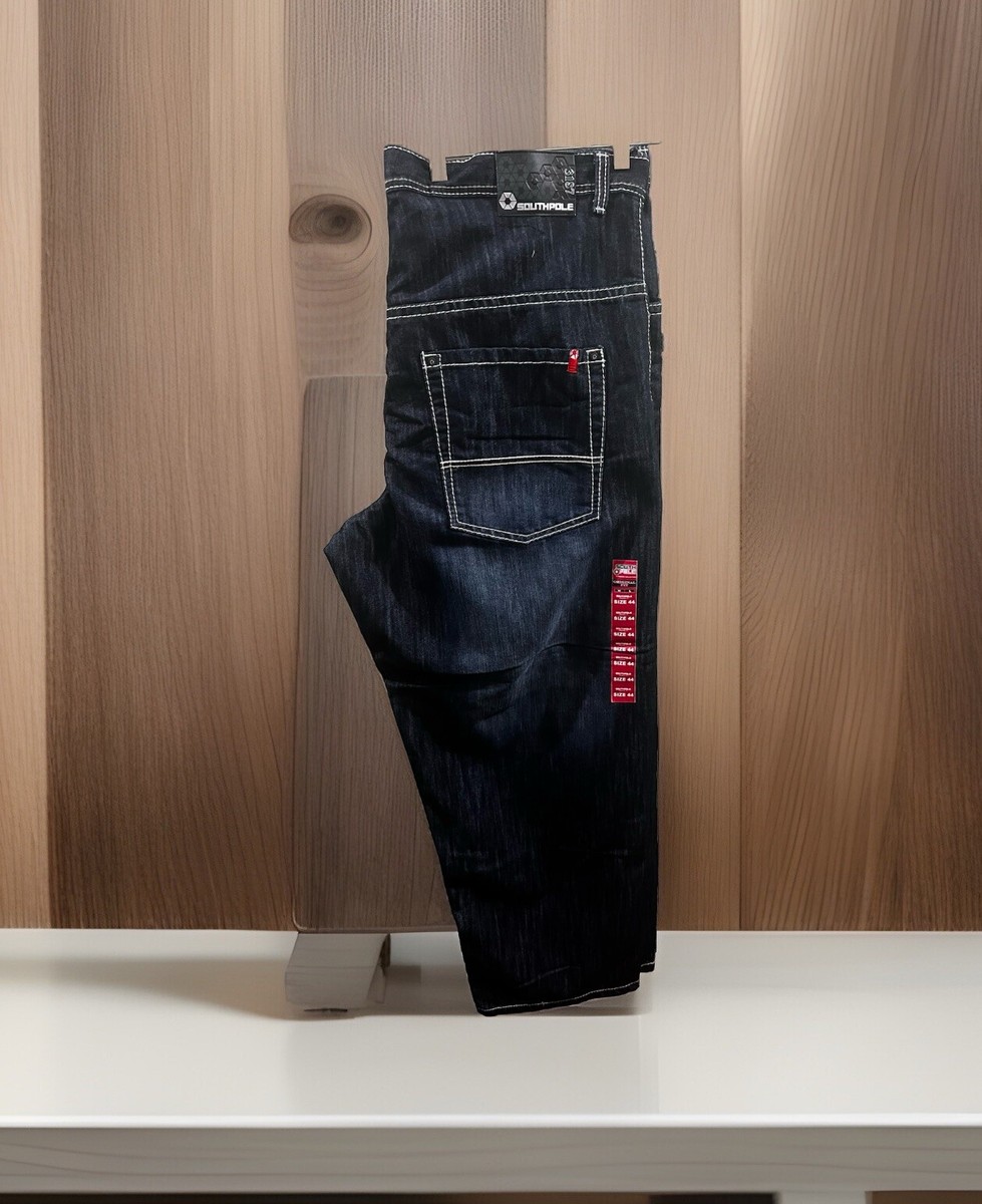 Southpole Y2K Super Baggy Black Red Tab Jeans 3187 Men Size 44X33