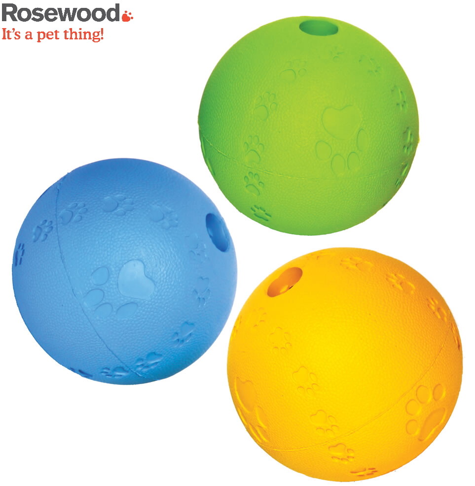 ROSEWOOD LARGE CYBER RUBBER TREAT BALL TOUGH RUBBER DOG PUPPY TREAT BALL TOY