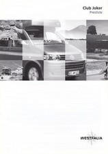 VW BUS T5 CLUB JOKER WESTFALIA Ausstattungen Preise Preisliste 2009 93