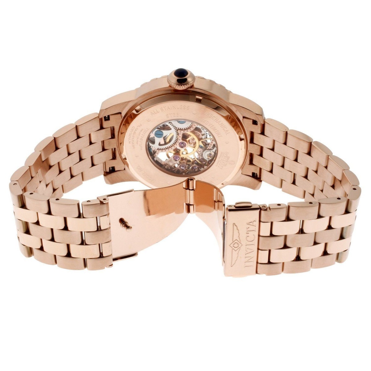 Mens Invicta 14553 Specialty Rose Gold Plated Skeleton Case