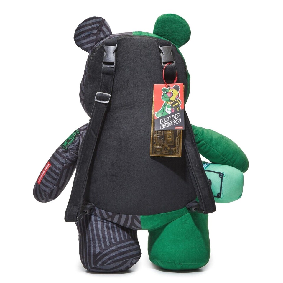 Sprayground Teddy Bear XRAY Anatomy Black Backpack Green Money Bear Bag